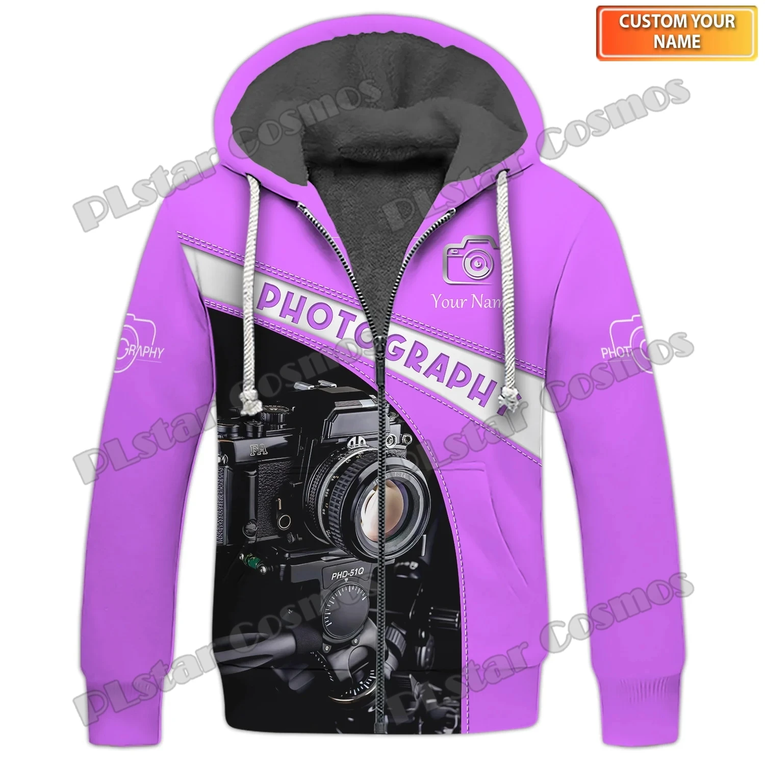 Custom Photography Camera Tools 3D All Over Printed Fleece zipper Hoodies Unisex Winter Warm plus velvet jacket Casual Coat SJ06 traveler size beanbag posing frame newborn photography props background frame bebe poser baby photography bean bag tools