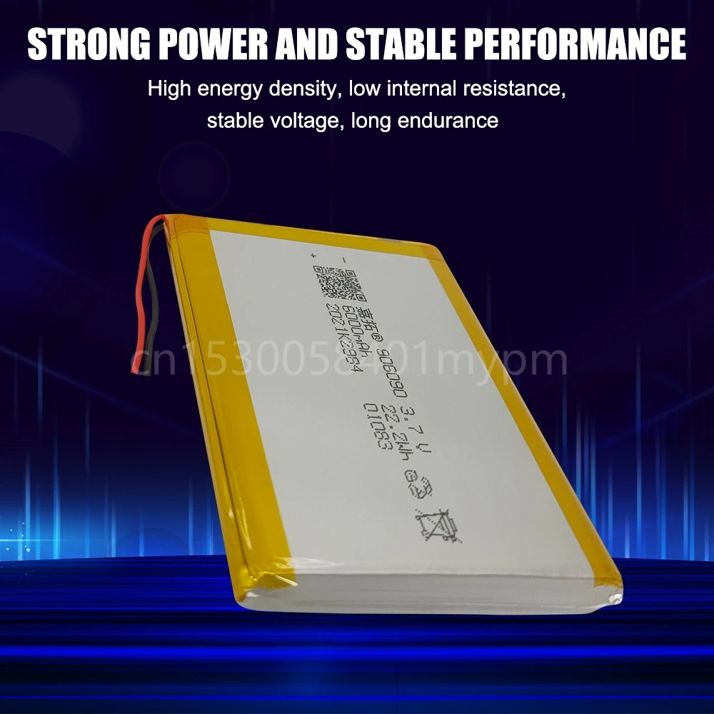 906090 3.7V 6000mAh Rechargeable Lithium Polymer Battery for DVD GPS LED Lamp Electric Toys E-book Tablet Power Bank Lipo Cells