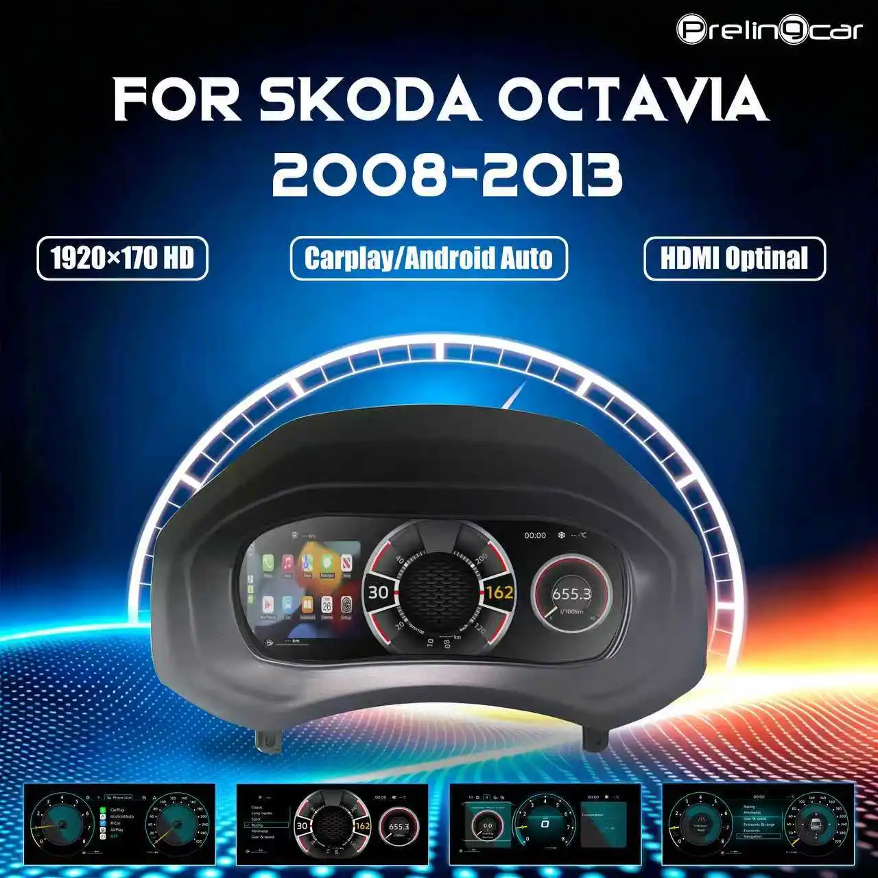 Pantalla LCD Digital de 10.25 Pulgadas para Automóvil, Panel de Instrumentos para Volkswagen Skoda Octavia Años 2008-2013 1
