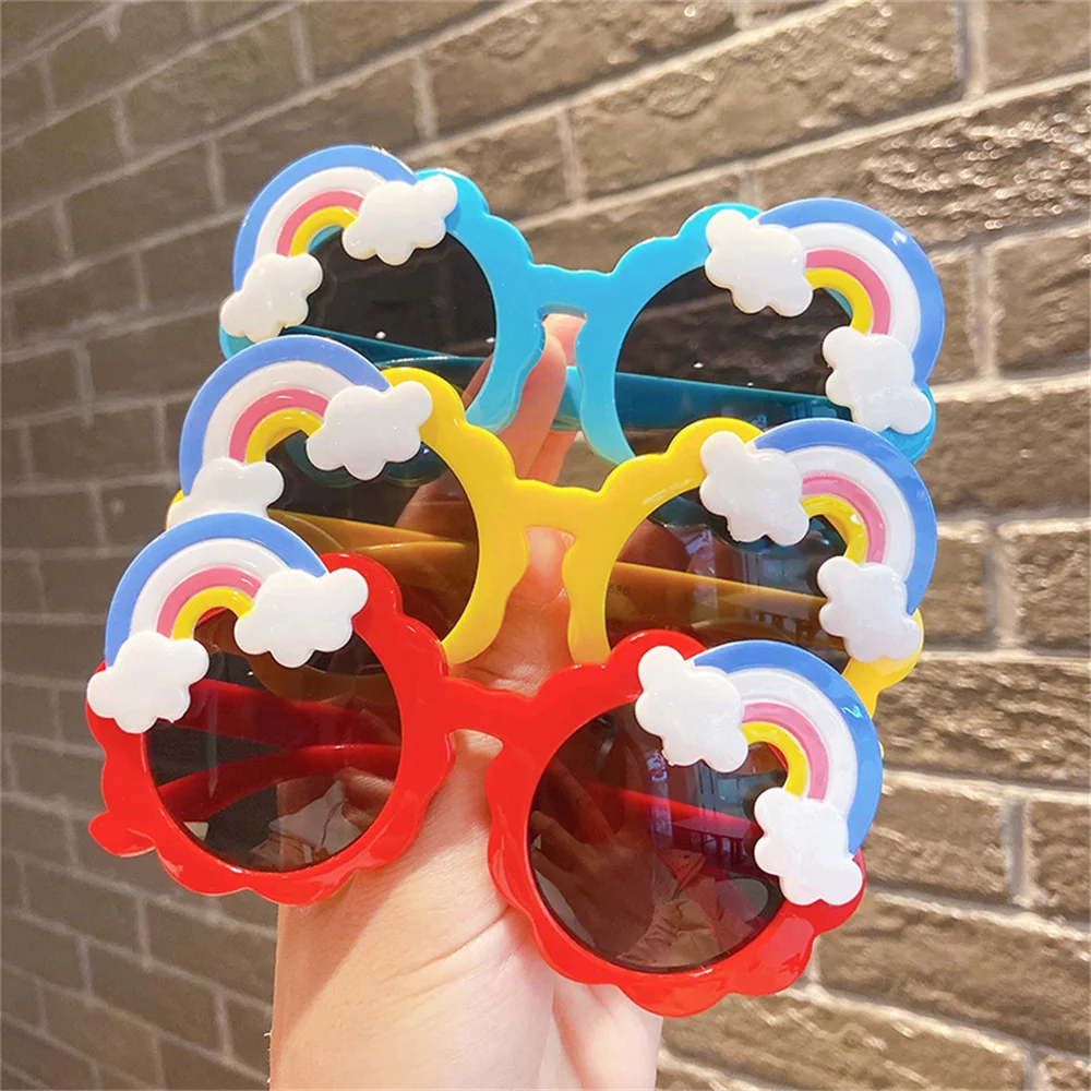 Round Sunglasses Kids Rainbow Sun Glasses Girls Children Colorful Eye Lenses Baby Shades Boys Mirror Junior's Eyeglasses