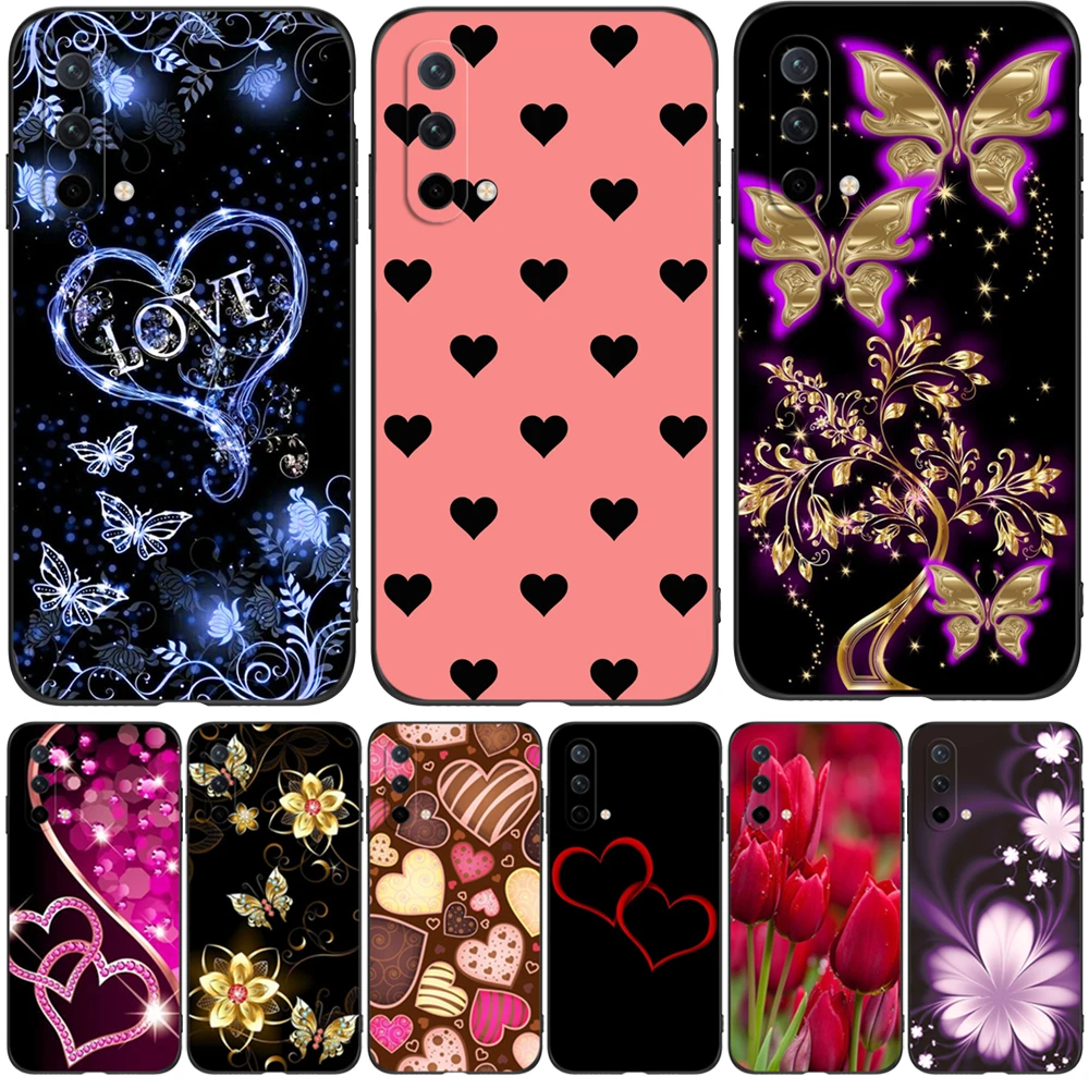 Per Oneplus Nord 5G Case On Oneplus Nord Ce 5G Case One Plus Nord Black Tpu Case Love Butterfly Valentine