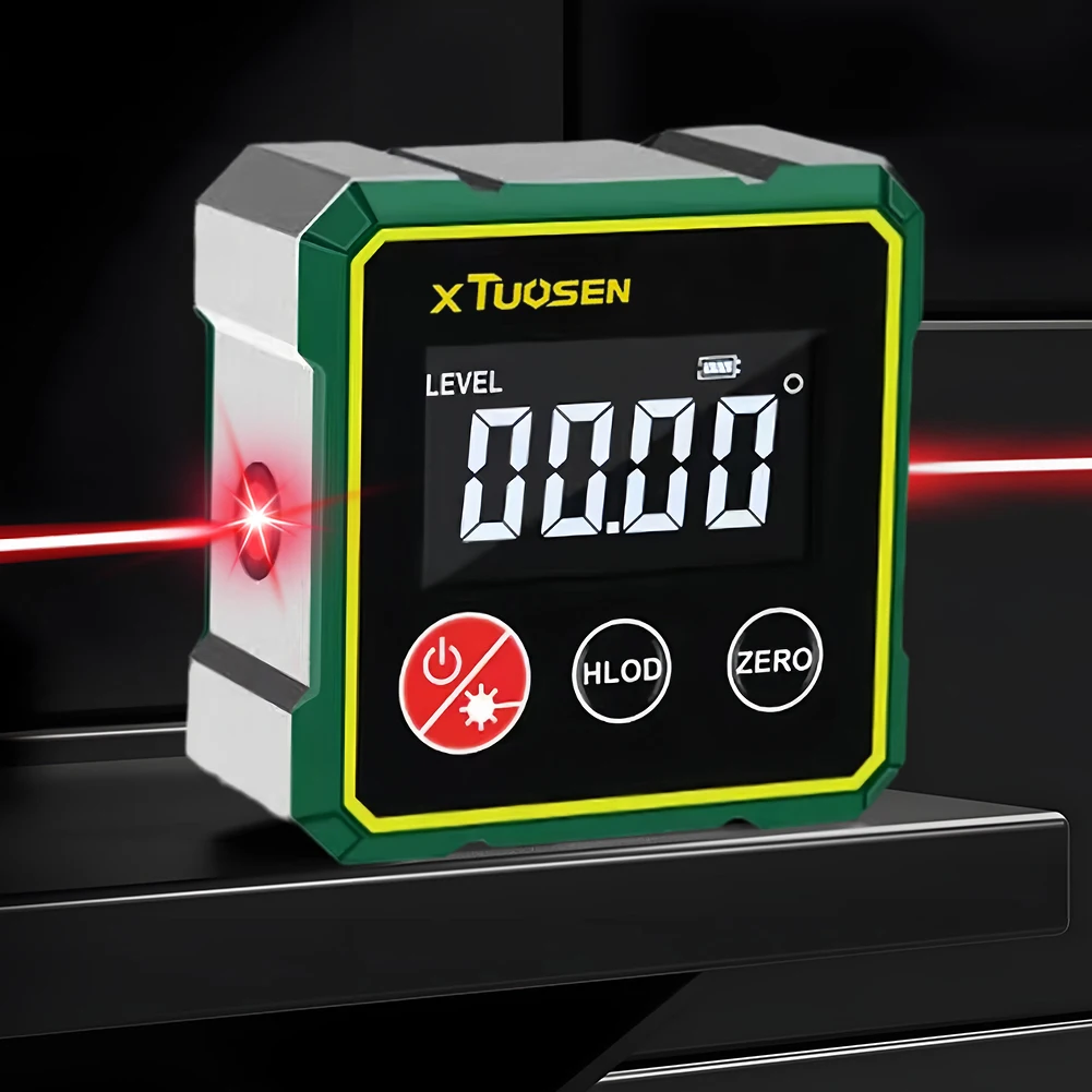 Laser Digital Protractor Inclinometer Level Angle Gauge USB Rechargeable Goniometer Level Box LCD Backlit Magnetic Angle Finder
