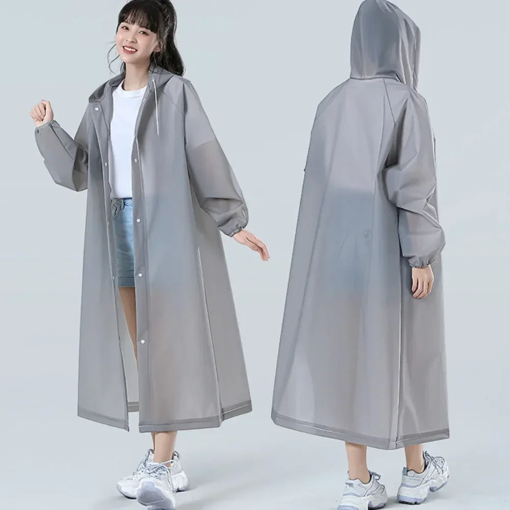Raincoat Poncho Adult Raincoat Hooded One-piece Long Reusable Poncho Outdoor Rainwear For Women And Men Transparent Waterproof Poncho