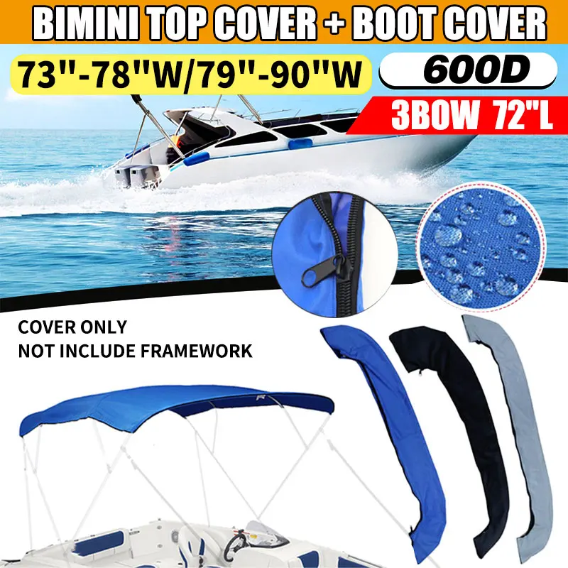 

3 BOW Bimini Top Boot Cover 600D Waterproof Anti UV Boat Cover No Frame Marine Dustproof Cover Boat Accessories