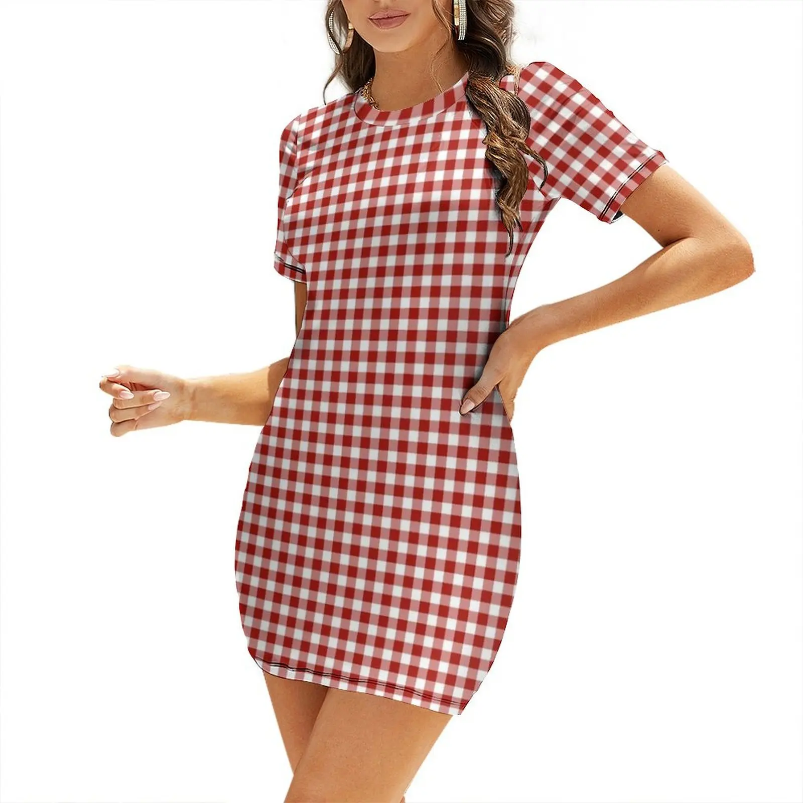 

Gingham Style (pattern) Short Sleeved Dress women dresses Dress for girls