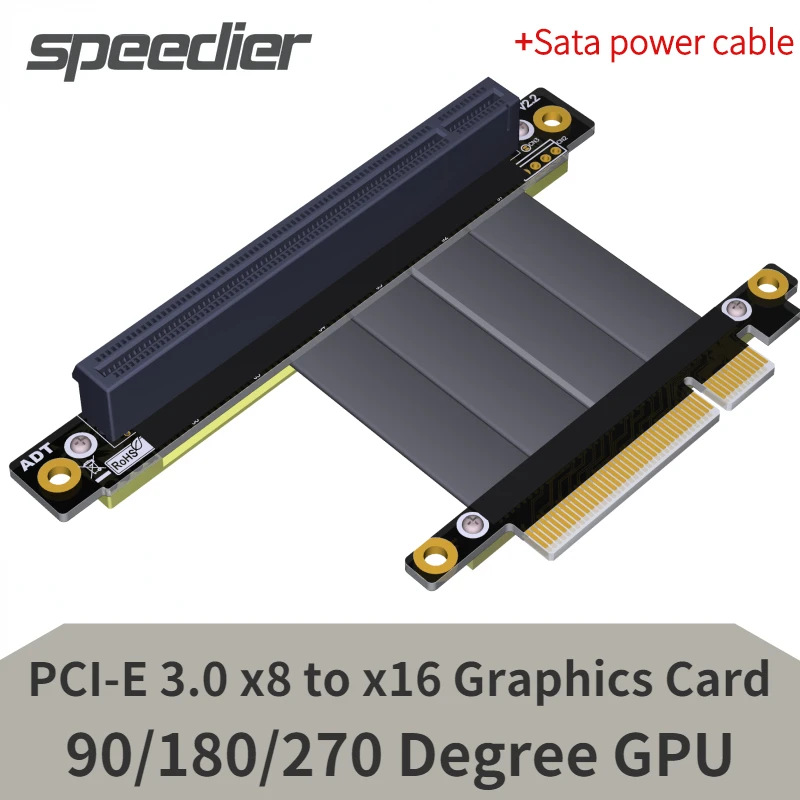 Standard Pci-E X8 To X16 Extension Cable Pcie Riser Adapter 8X 16X Rtx 3060 Graphics Multi-Cards 1U2U Mining Extender Amd Nvidia