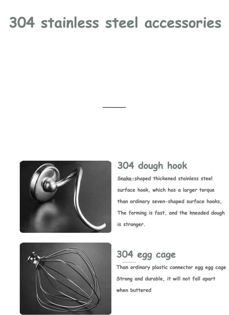 X7 Tilt-Head Electric Stand Mixer Professional Grade Chef Machine 7L 800W 304 Stainless Steel Frequency conversion  With 9 Gears