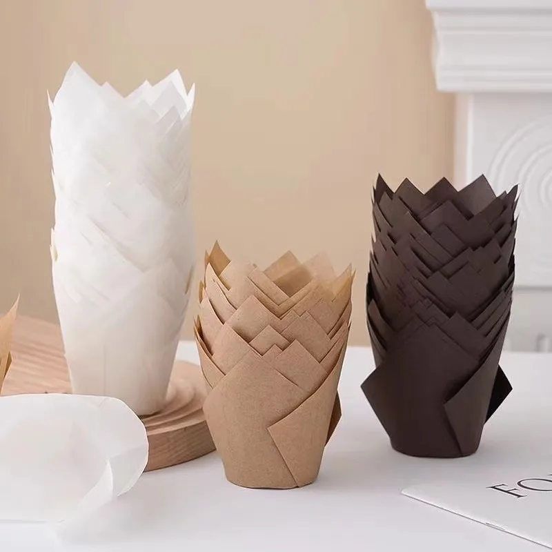 50/150PCS Tulip Muffin Cup Paper Cupcake Liner Kitchen Wedding Party Christmas Oil Proof Baking Paper Dessert Decoration Tool