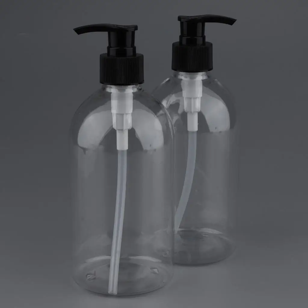 프리미엄 플라스틱 펌프 병 2개입 500ml 리필 가능 샴푸 디스펜서 (주방, 욕실, 미용실용)