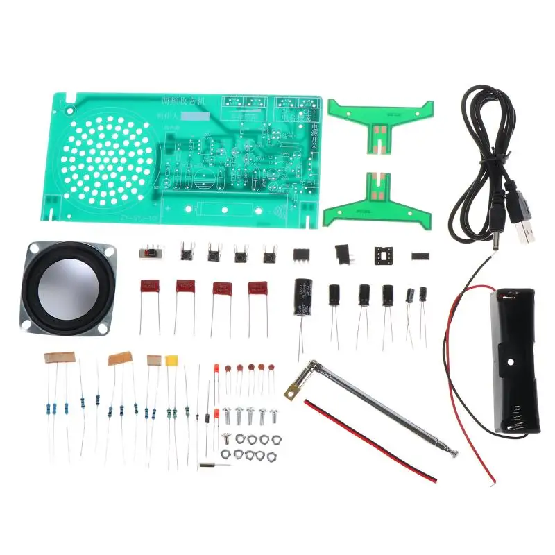 FM 라디오 DIY 전자 키트 65-108MHz DIY 납땜 프로젝트 연습용 조립 세트용 조정 가능한 주파수