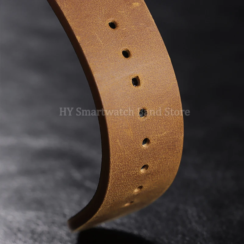 Handcrafted Vintage Oil Wax Leather Watch Band – Premium Cowhide Strap with Handmade Stitching