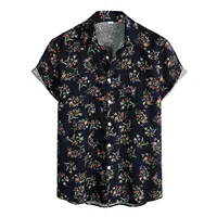 Floral African Shirt Men 2021 Summer Short Sleeve Cotton-linen Beach Wear Casual Button Vacation Flower Clothing Chemise Homme