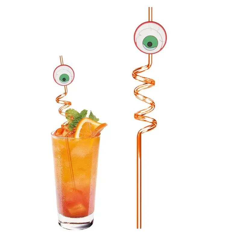 

Reusable Halloween Drinking Straw Cartoon Pumpkin Skull Decor Party Supplies halloween Reusable Plastic Straws Kids Party Decor