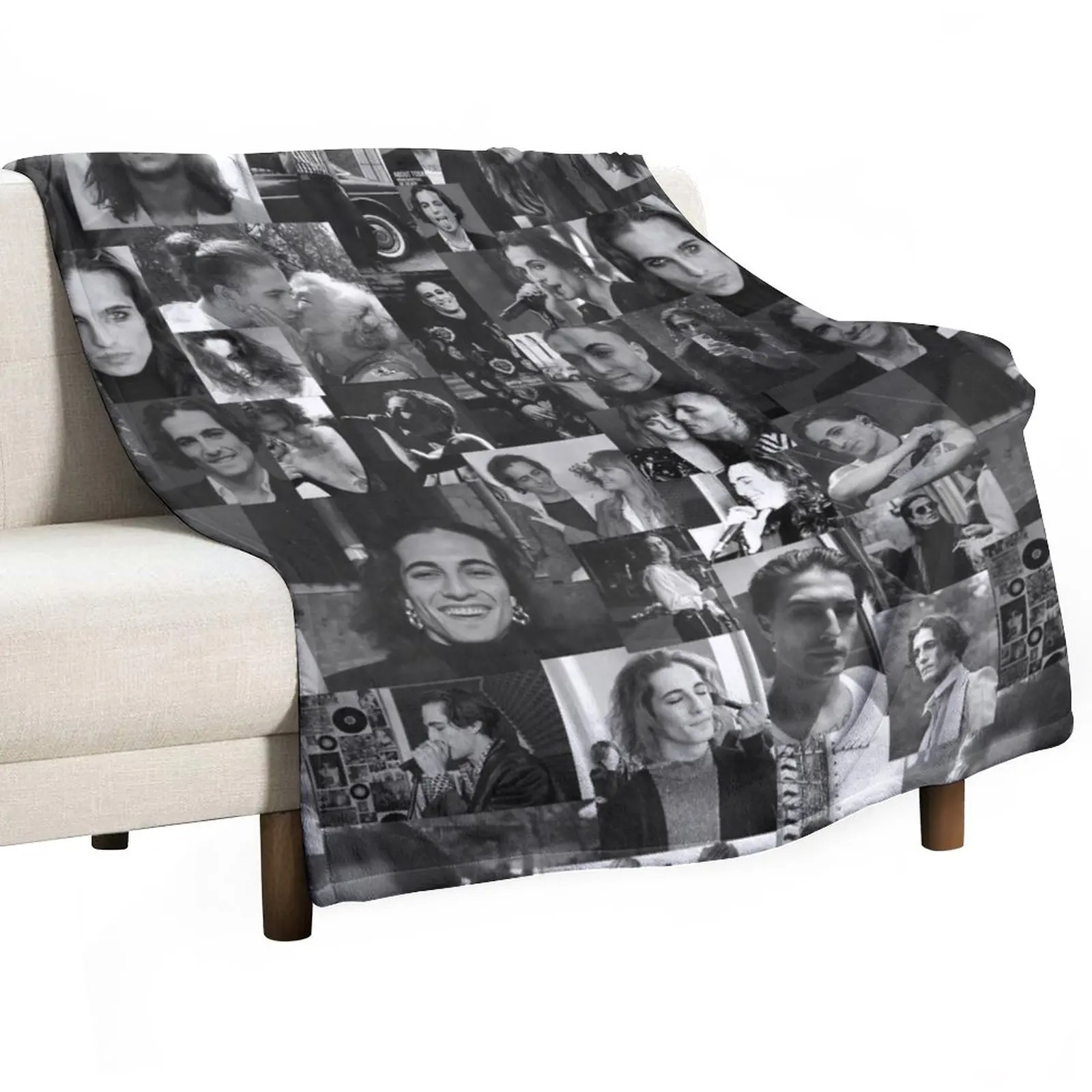 

Damiano David collage photos bw Throw Blanket Luxury Blanket blankets and throws Luxury Thicken Blanket Heavy Blanket
