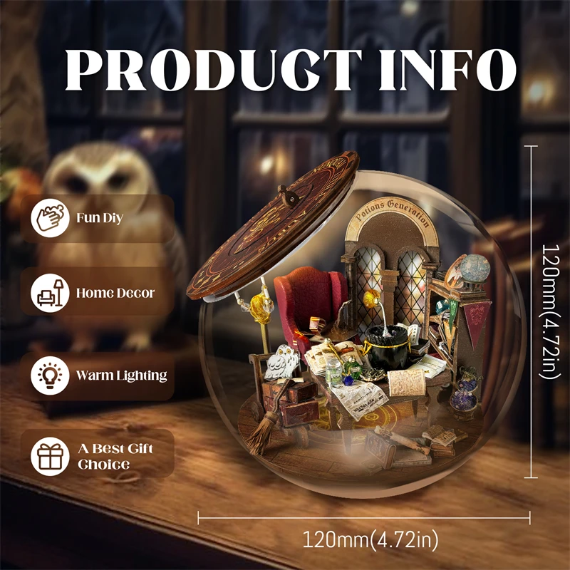 DIY Wooden Miniature Model Kit Mini Bottle Christmas Prologue Doll Houses 3D Puzzle Dollhouse With Furniture for Friends Gifts 6