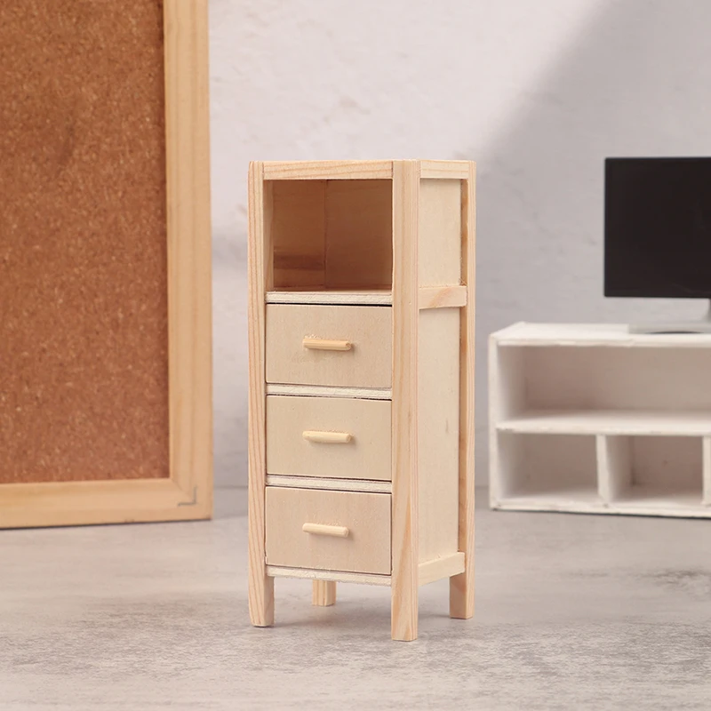 1:12 Dollhouse Miniature Storage Cabinet Chest Of Drawers Locker Vertical Model Furniture Home Decor Toy Doll House Accessories 2