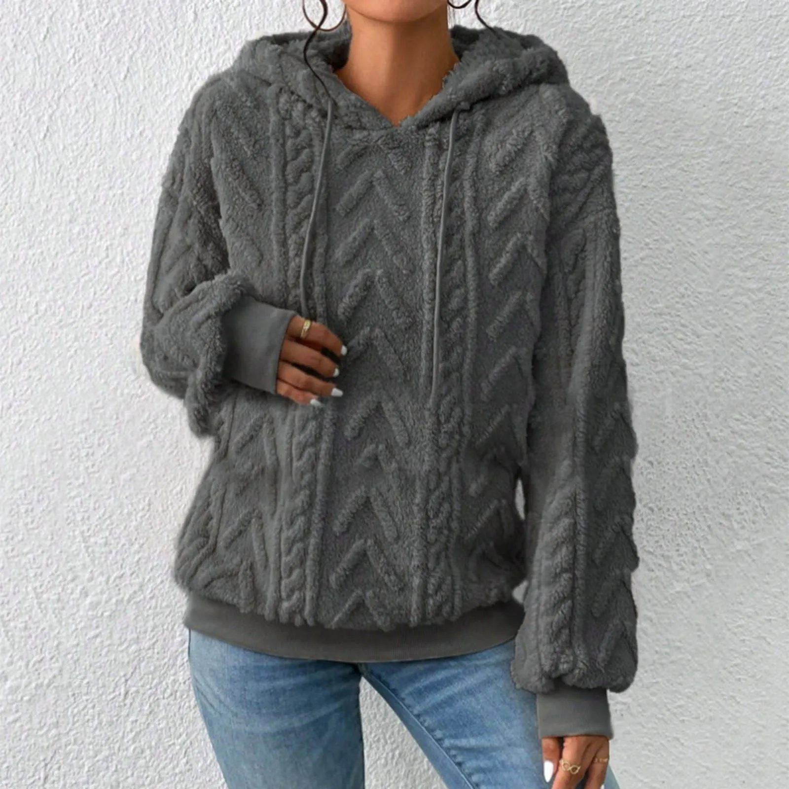 

Women Fleece Hoodie Korean Fashion Hooded Teddy Fleece Long Sleeve Sweater Pullover Hooded Shirt Ropa De Mujer Winter Clothes