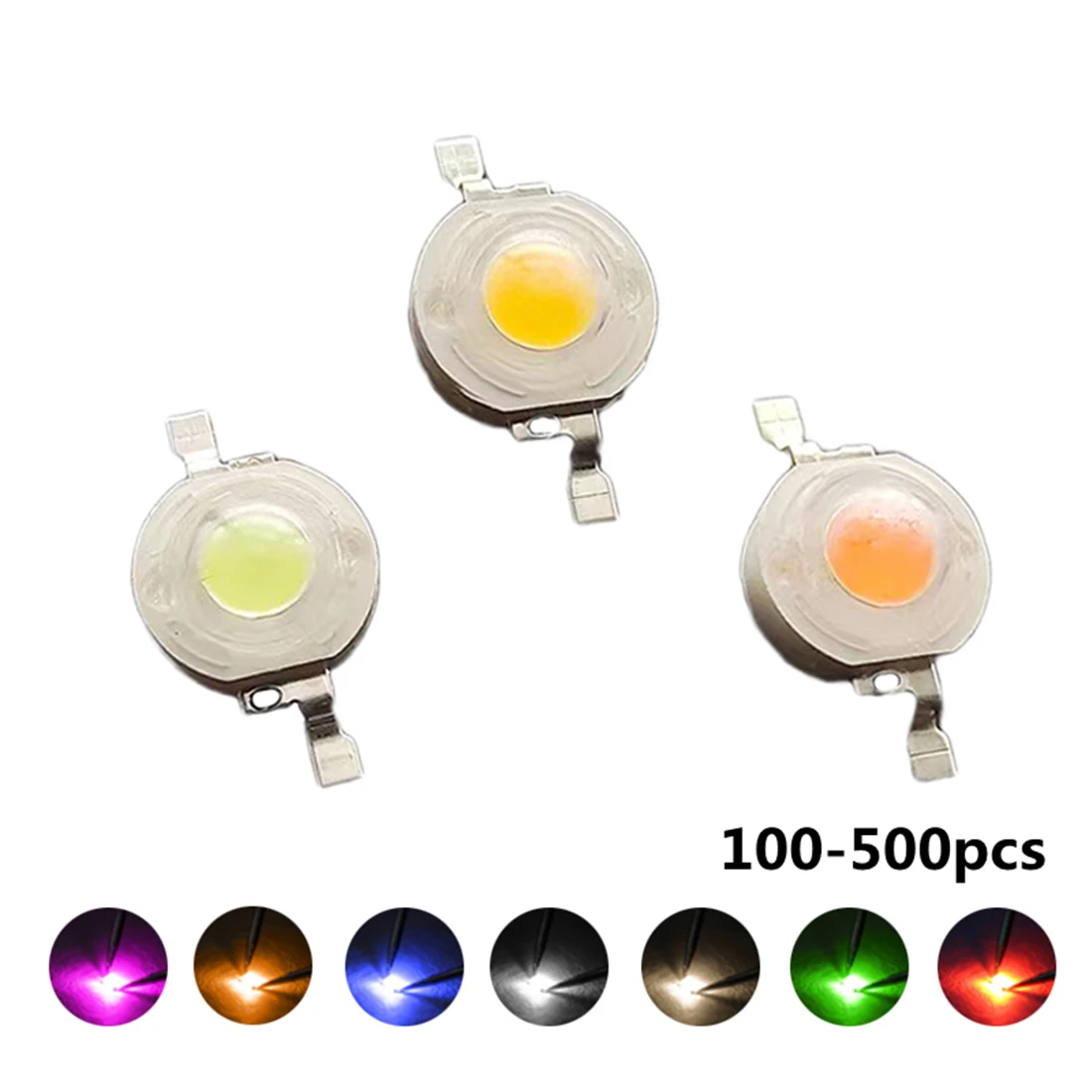 100-500pcs LED 1W 3W Watt 30/45mil High Power Chip Beads Cold Warm White Red 660nm Blue 450nm Green Yellow For Blubs Grow Light