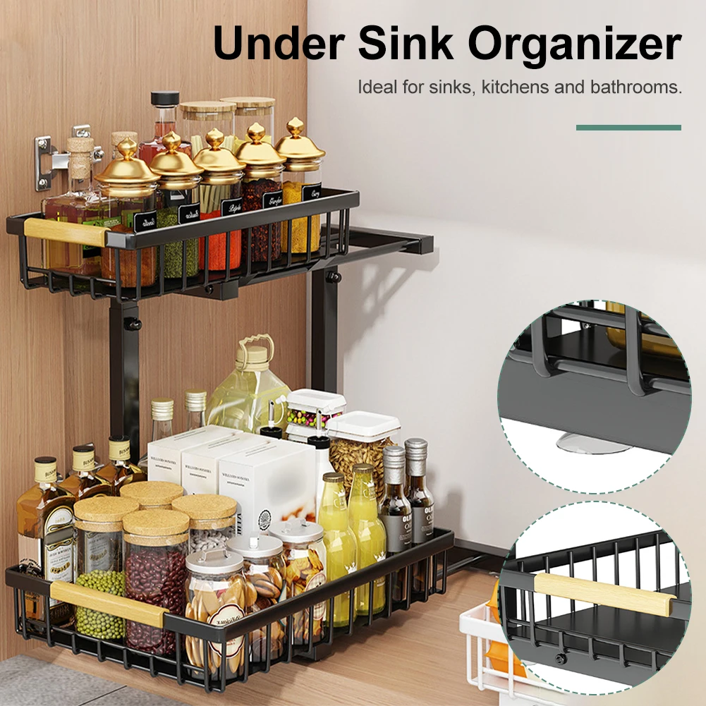 

New 2 Tier Under Sink Storage Organizer Multipurpose Cabinet Under Sink Storage Rack For Home Bathroom Kitchen Organizer