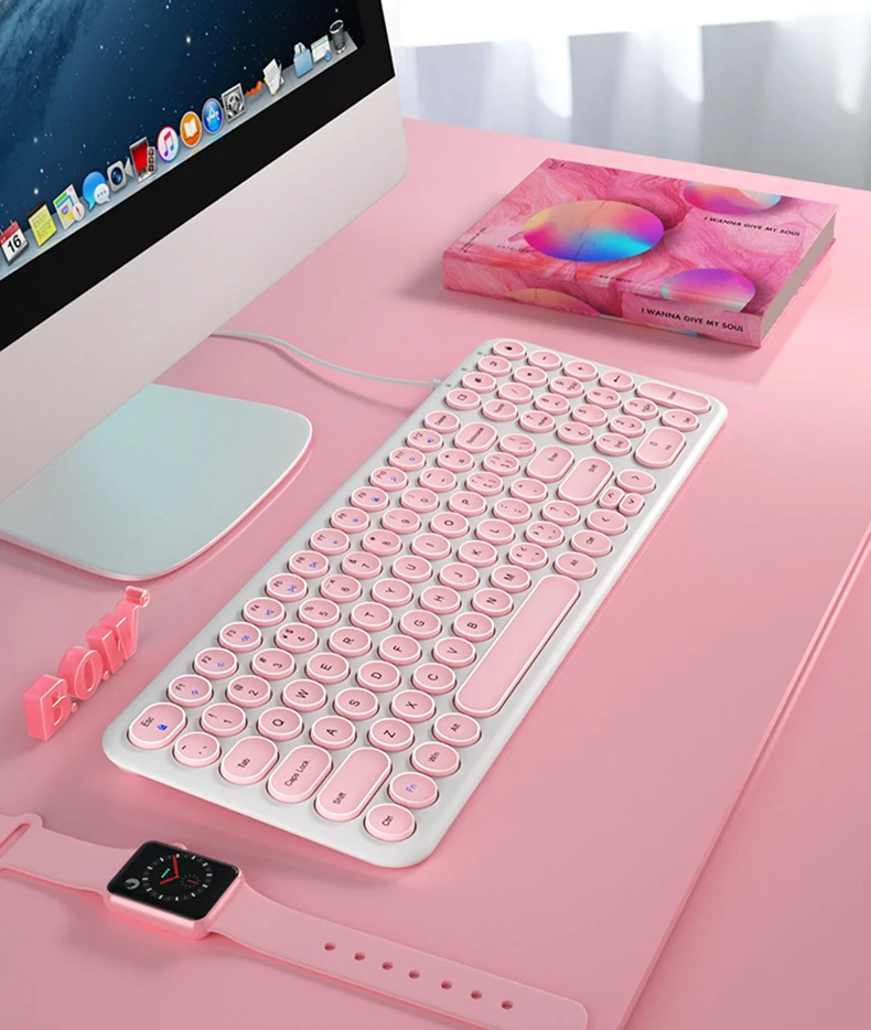 fio chaves do teclado de nós prendeu teclado de usb de tamanho completo com chaves silenciosas para