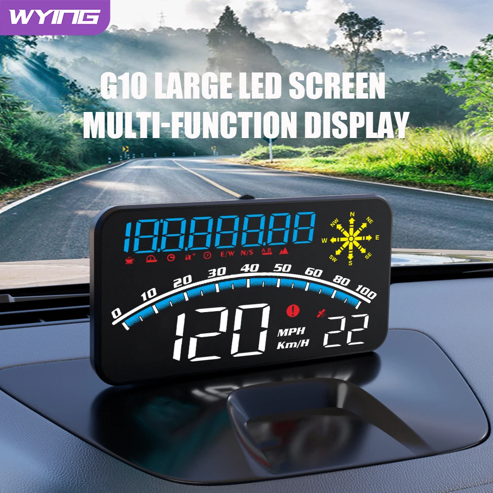 WYINGG10GPSHUDDisplayHDTimeSpeedingAltitudeScreenSafetyAuto