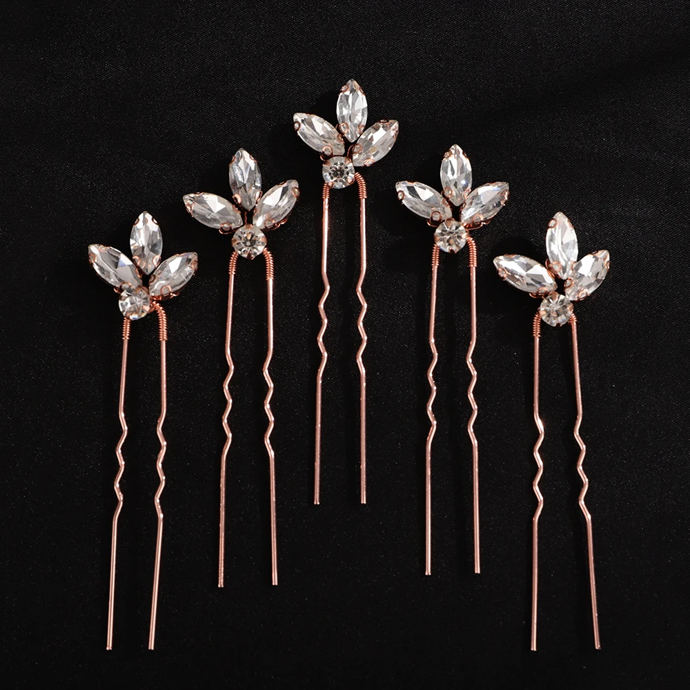 5Pcs Red Silver Rhinestone Bridal Hair Pins Handmade Headpiece for Women Green Blue Wedding Accessories Headdress Party Tiaras bridal hair accessories hair accessories