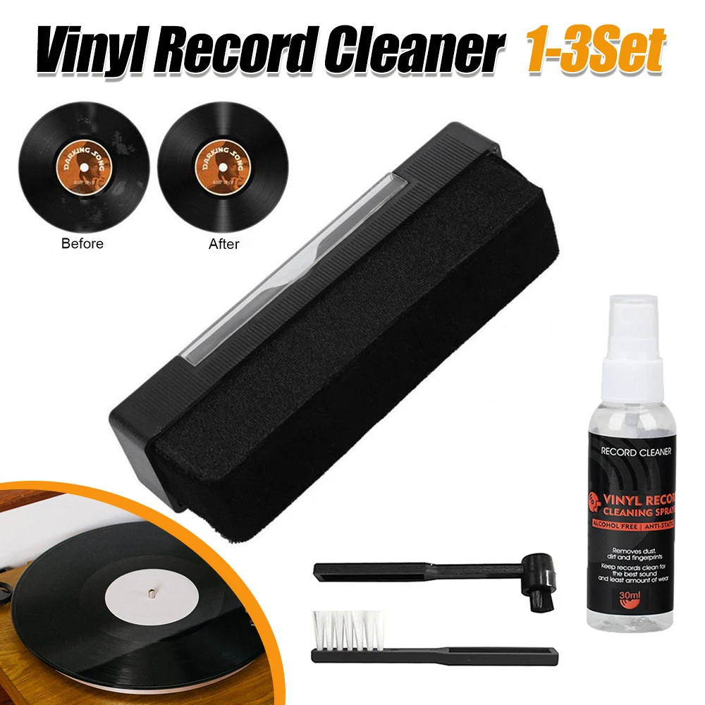 3Set Dust Remover Brush Vinyl Record Cleaning Brush Record Cleaner Player Accessories Vinyl Cleaner