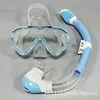 Children's Anti-Fog Snorkeling Diving Glasses Silicone Mouthpiece Swimming Mask with Breathing Tube Goggles for Kids Light Blue