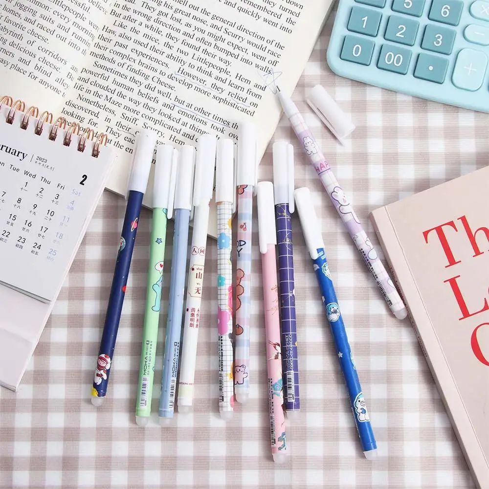 

Kawaii 0.5mm Erasable Neutral Pen Kids Washable Handle Blue Press Pen Cartoons Student Pen School Supplies Office Accessories
