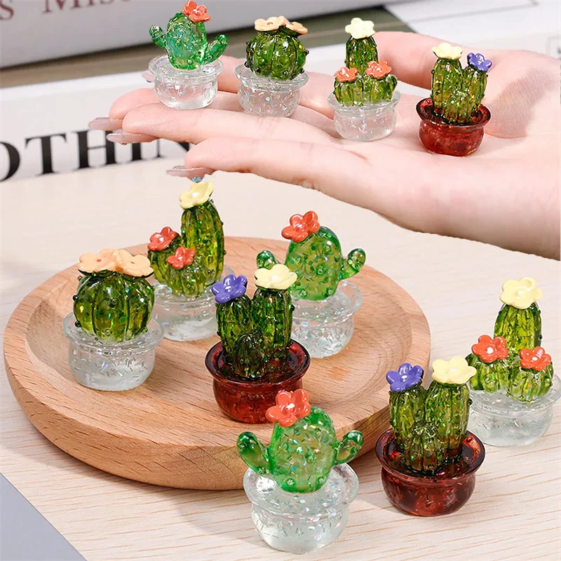 

Mini Simulation Cactus Small Potted Plants Bonsai Fairy Garden Figurines Crystal Miniature Garden Ornament Miniature Diy Decor