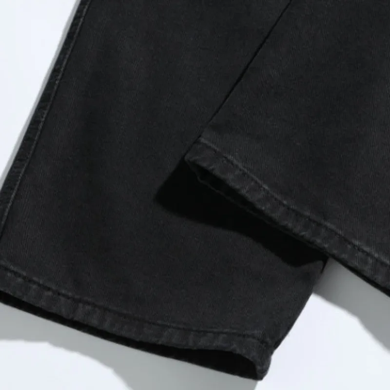 FEWQ Fashion Men's Denim Pants 2024 Autumn Winter New Dark Style Solid Color Straight-leg Elastic Waist Stylish Trousers 24E5233 5