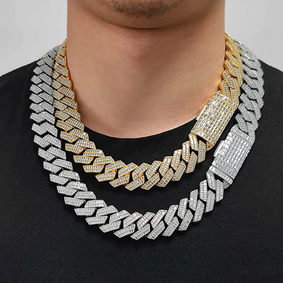 アクセサリー CLYF Iced Out Cuban Chain Necklace 20mm 20MM Full Iced Out Cuban Link Chain Hip Hop 18K Gold Plated