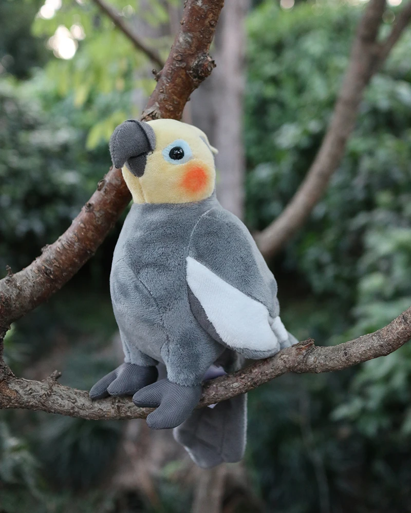 18cm Real Life Grey Cockatiel Plush Toys Mini Extra Soft Lifelike Parrots Stuffed Birds Animal