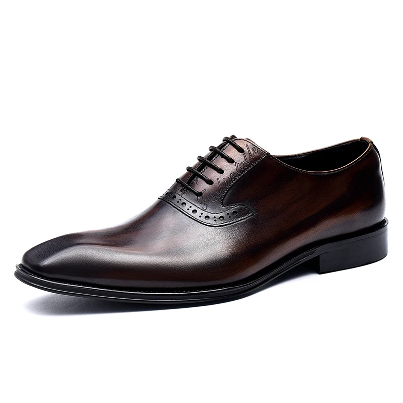 Hand-rubbed cowhide leather shoes for men, business formal shoes 5
