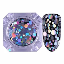 Holographic Silver & Colorful Glitter Nail Sequins (Multicolor)