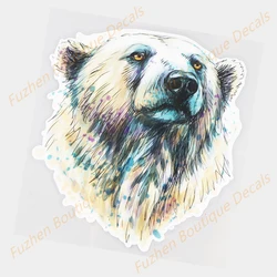 Fuzhen – autocollants de voiture, accessoires extérieurs, Portrait d'ours polaire, dessin animé mignon, décoration de fenêtre drôle, Boutique 