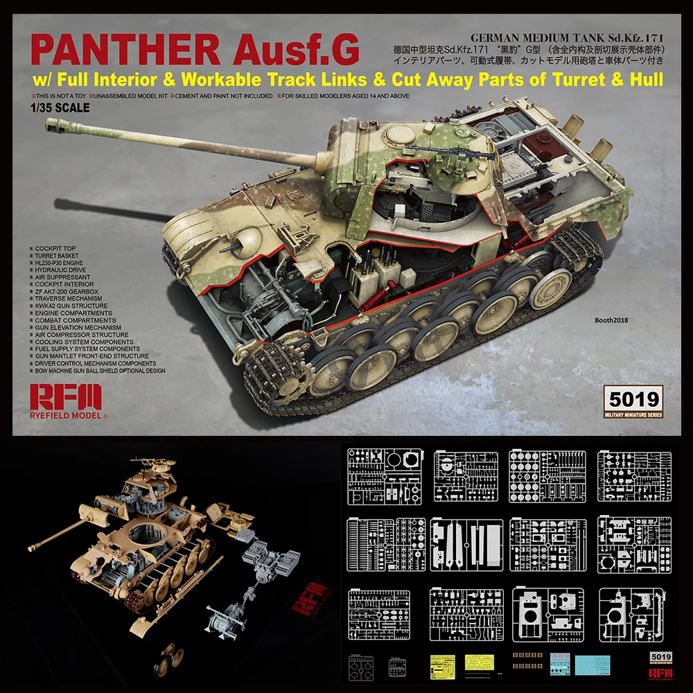 

[Ryefield Model] RFM RM-5019 1:35 Panther Ausf.G w/Full Interior & Workable Track Links & Cut Away Parts