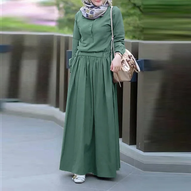  - Spring Maxi Dress ZANZEA Women Kaftan Muslim Long Dresses Elegant Robe Femme Long Sleeve Dubai Turkey Abaya Hijab Dress Islamic