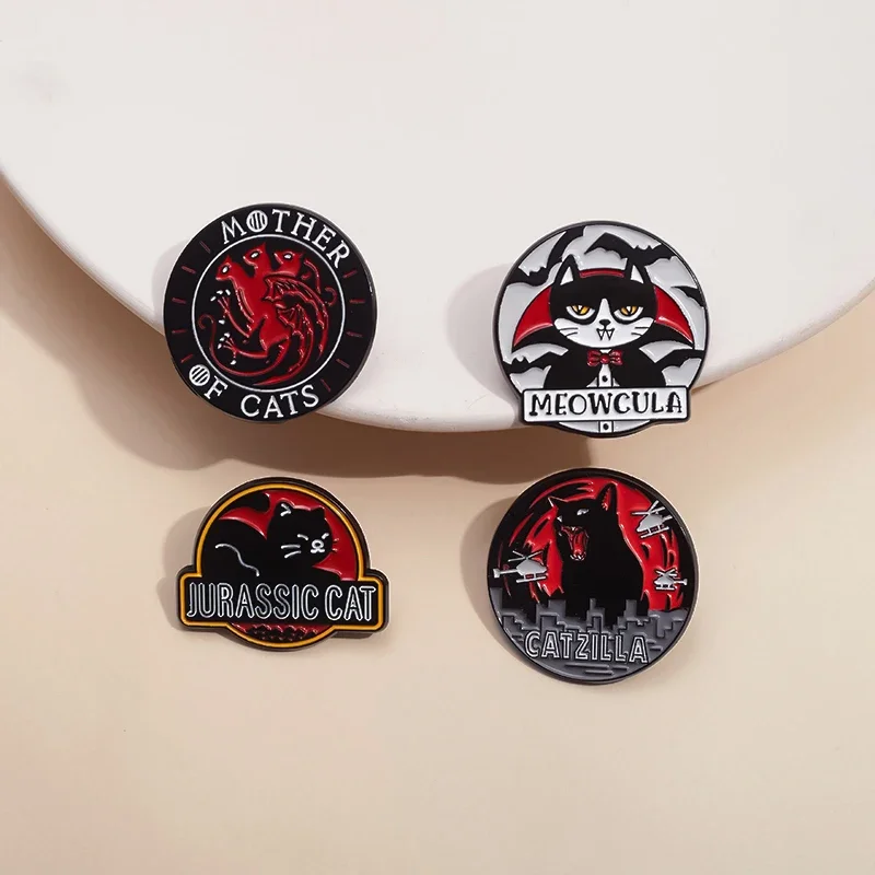 Spille Gatto Con Motivo Smaltato - Set 5 Pezzi Per Decorare Abbigliamento - Foto 2