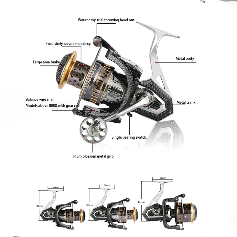 MITCHELL REEL Spinning Fishing Reel SG1000-7000 All-Metal Spinning Reel  18-Axle Gapless Fishing Reel