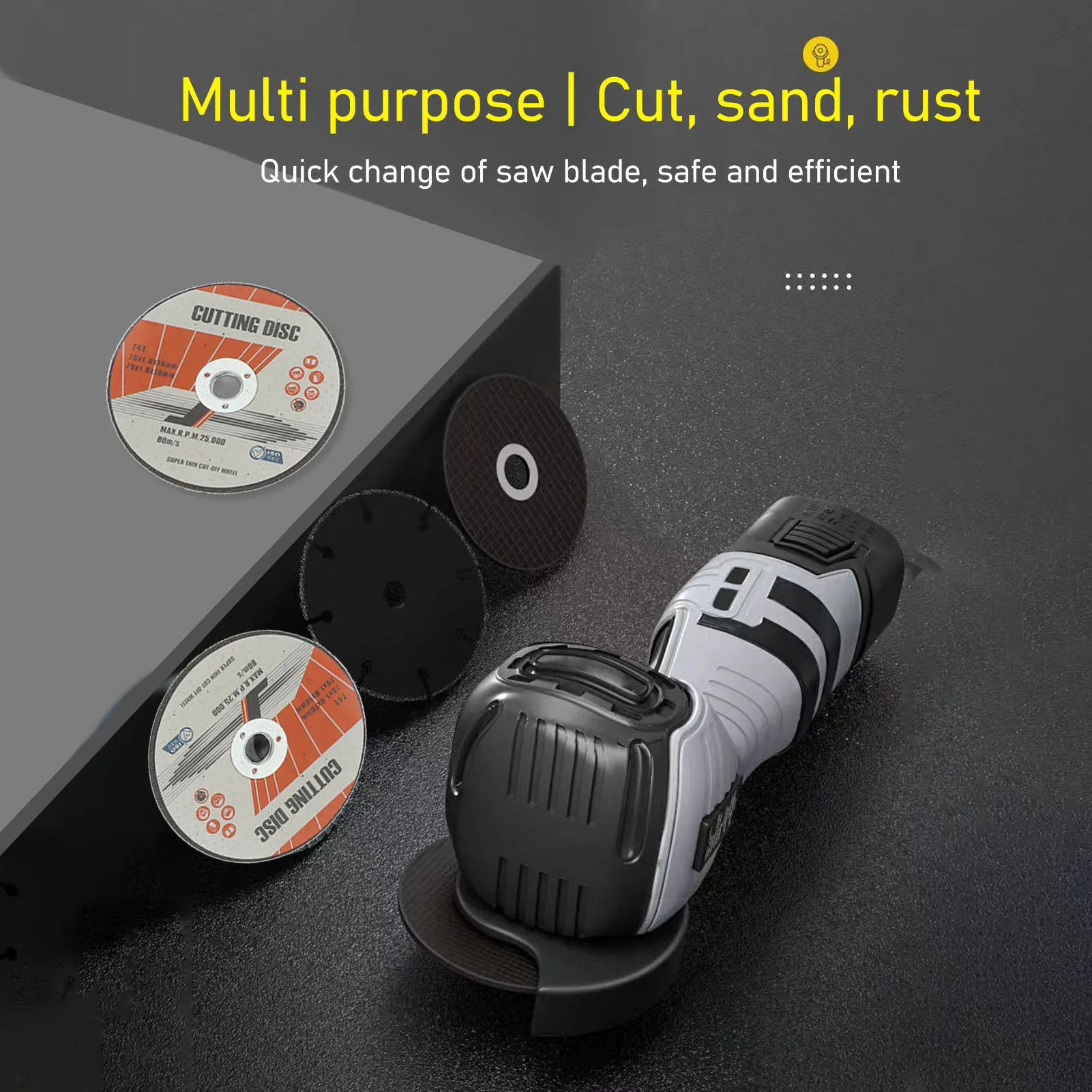 Mini Angle Grinder Multifunctional Cordless Electric Handheld Grinding Tool for Cutting Polishing