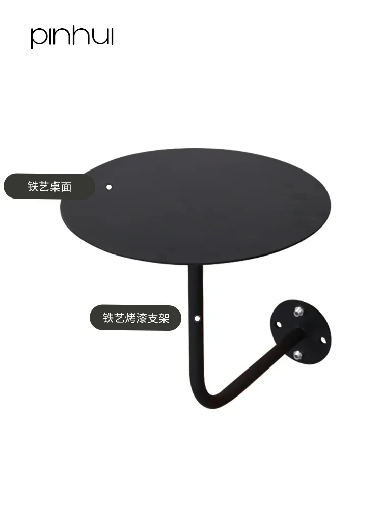 Simple Wrought Iron Cafe Table Wall Mounted Small Round Table, Milk Tea Shop Leisure Area, Creative Hi Tea Stainless Table