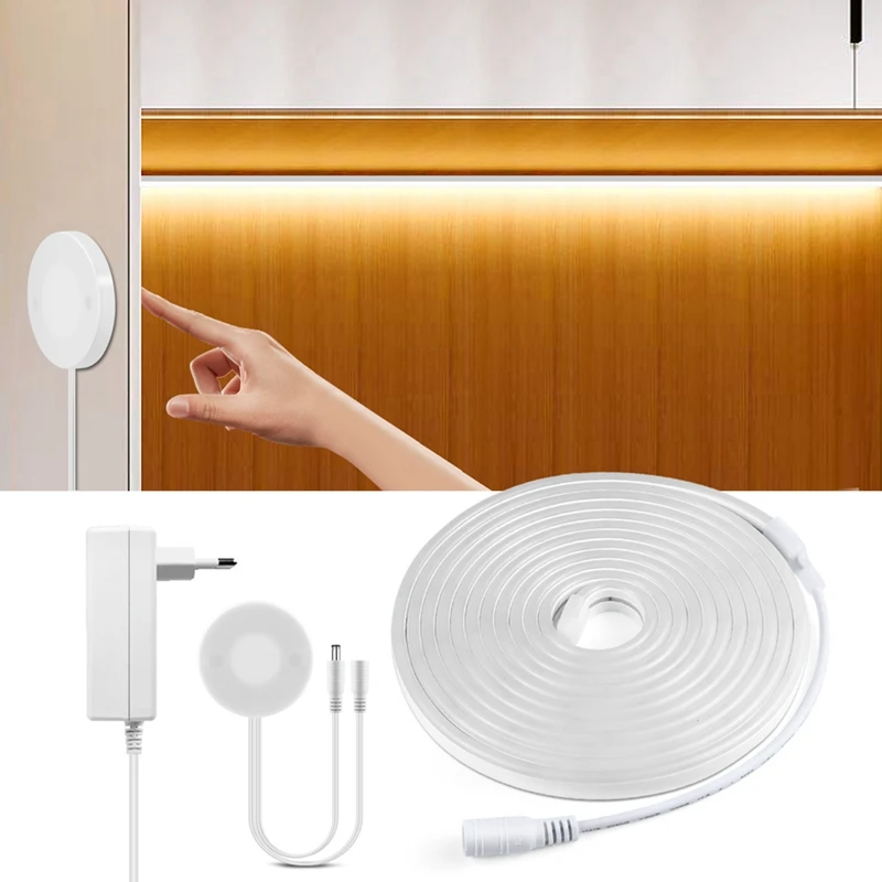 센서 LED 캐비닛 주방 조명 자동 스위치, 방수 옷장 캐비닛 DIY 조명 스트립-EU 플러그