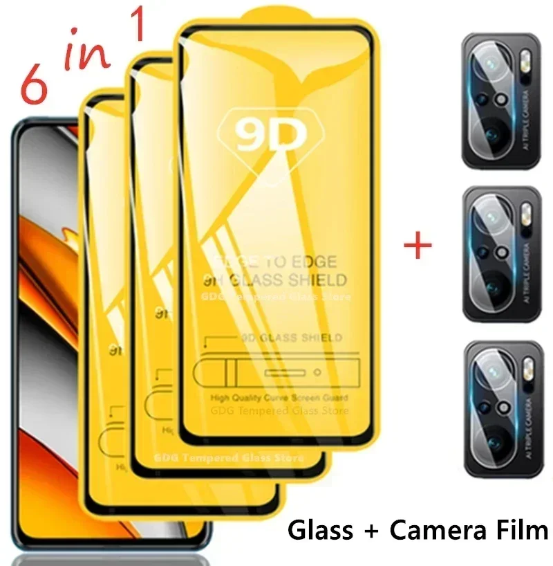 

9D Protective Glass for Xiaomi Redmi Note 10 8 9 Pro Note10 9s 10s 5G Screen Protectors for Poco X3 Pro NFC F3 M3 GT Camera Film