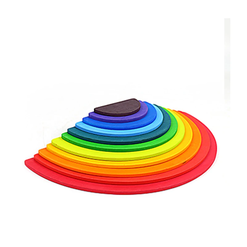 Colorful Wooden Rainbow Stacking Blocks - Montessori-Inspired Educational Toy