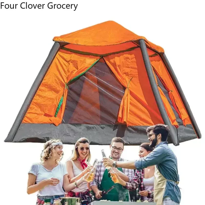 thumbnail image 2 of 3-4 Person Quick Setup Dome Tent - Automatic Pop Up, Wind/Rainproof, 2 Doors & Windows (Sky Blue) 2 of 13