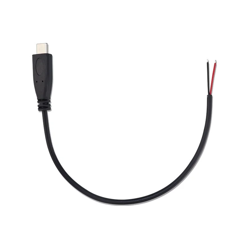 Charging Cable USB Charging Cable USB C Pigtail 2 Core Cable 4-Pack USB 2.0 Male Plug 2pin Wire DIY Pigtail Cable 5V 3A 22AWG C Power Cable Black (9.8Inch/25