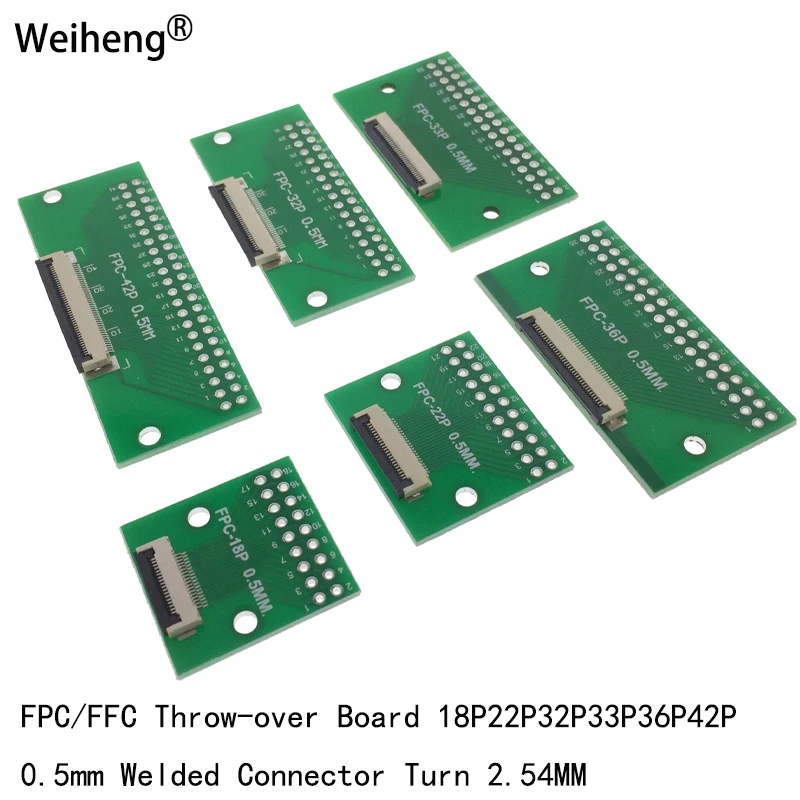 

1Pcs FPC FFC Flexible Cable Adapter Board Double-sided 18P 22P 32P 33P 36P 42P 0.5MM Pitch Connector SMT To 2.54MM DIP