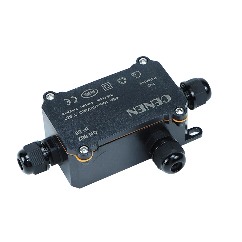 Electrical Junction Box Plastic Waterproof Black PC flame-retardant Electrical Instrument Outdoor Rainproof IP68/2/3/6holes