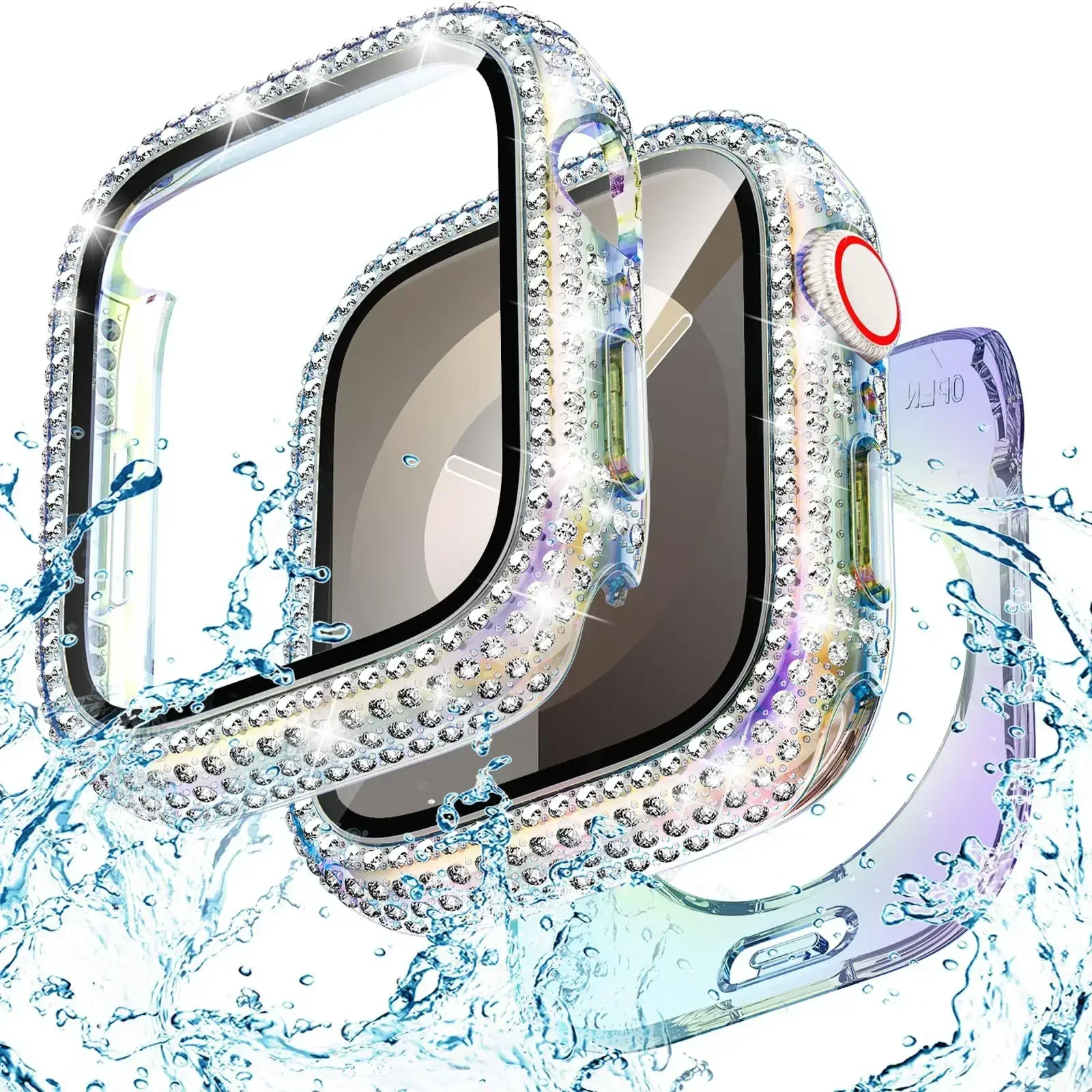 Elegant Diamond Bling Apple Watch Bumper with Screen Protector